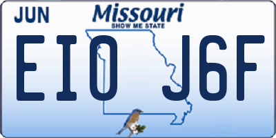 MO license plate EI0J6F
