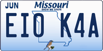 MO license plate EI0K4A
