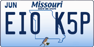 MO license plate EI0K5P