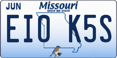 MO license plate EI0K5S