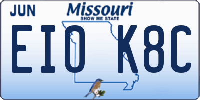 MO license plate EI0K8C