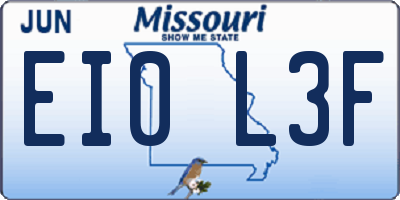 MO license plate EI0L3F