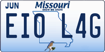 MO license plate EI0L4G