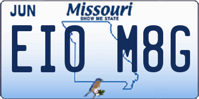 MO license plate EI0M8G