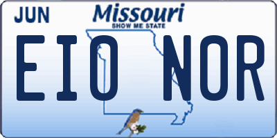 MO license plate EI0N0R