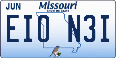 MO license plate EI0N3I