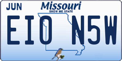 MO license plate EI0N5W