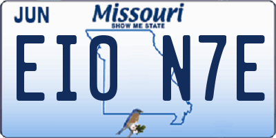 MO license plate EI0N7E