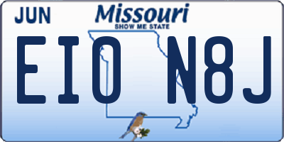 MO license plate EI0N8J