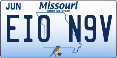 MO license plate EI0N9V