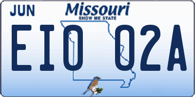 MO license plate EI0O2A