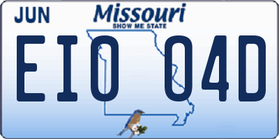 MO license plate EI0O4D