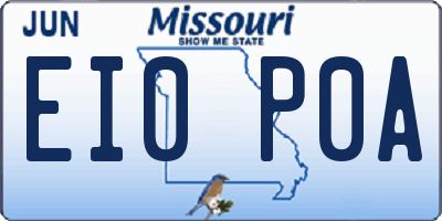 MO license plate EI0P0A
