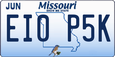 MO license plate EI0P5K