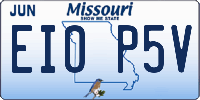 MO license plate EI0P5V