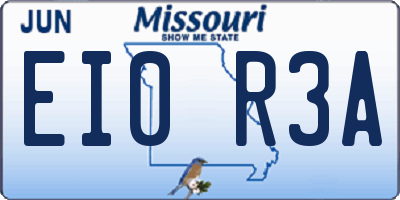 MO license plate EI0R3A