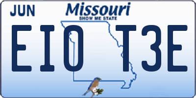 MO license plate EI0T3E