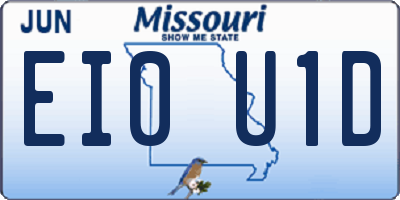 MO license plate EI0U1D