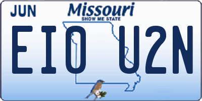 MO license plate EI0U2N