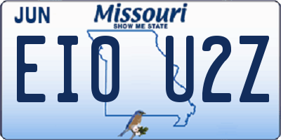 MO license plate EI0U2Z