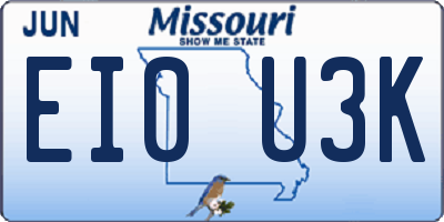 MO license plate EI0U3K