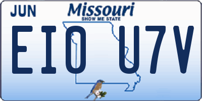 MO license plate EI0U7V