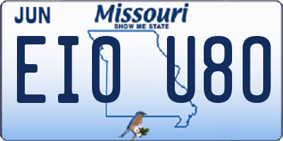 MO license plate EI0U8O