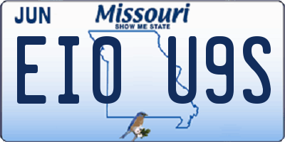 MO license plate EI0U9S
