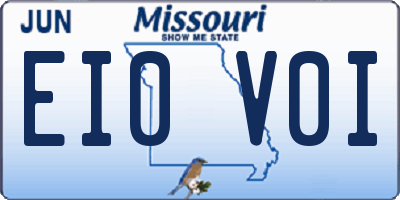 MO license plate EI0V0I