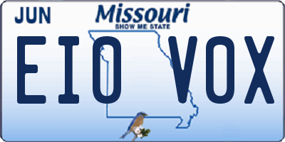 MO license plate EI0V0X