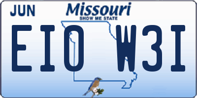 MO license plate EI0W3I