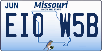 MO license plate EI0W5B