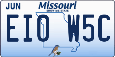 MO license plate EI0W5C