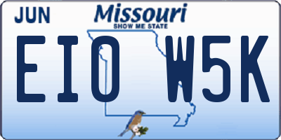 MO license plate EI0W5K