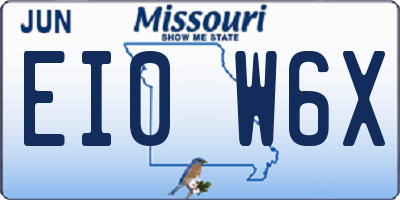 MO license plate EI0W6X