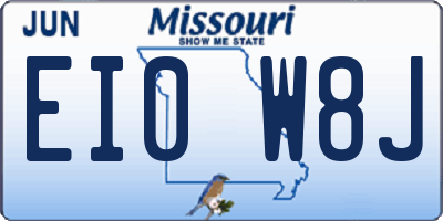 MO license plate EI0W8J