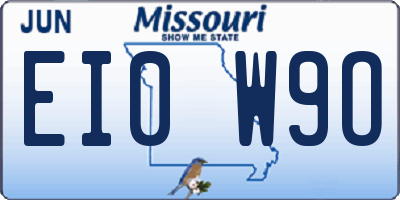 MO license plate EI0W9O