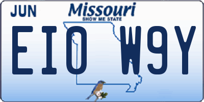 MO license plate EI0W9Y