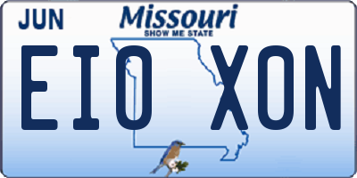 MO license plate EI0X0N