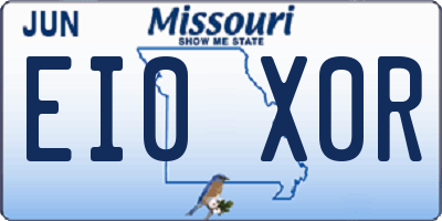 MO license plate EI0X0R
