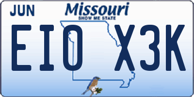 MO license plate EI0X3K