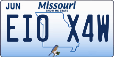 MO license plate EI0X4W
