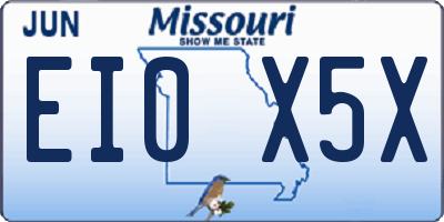MO license plate EI0X5X