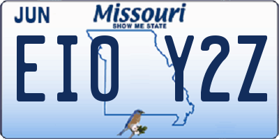 MO license plate EI0Y2Z