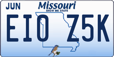 MO license plate EI0Z5K