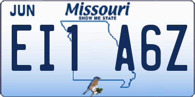 MO license plate EI1A6Z