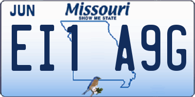 MO license plate EI1A9G