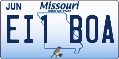 MO license plate EI1B0A