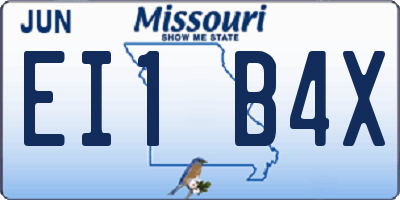 MO license plate EI1B4X
