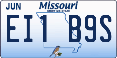 MO license plate EI1B9S